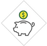 Money Going into Piggy Bank Icon
